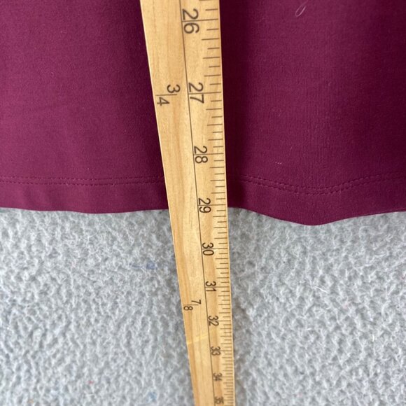 Chicos Top Womens 1 US Medium Burgundy Ponte Collared Long Sleeve Tunic Stretch - Picture 8 of 10